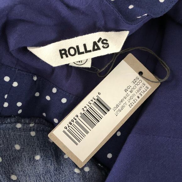 Rolla's Blue White Polka Dot Starry Night Jumpsuit Criss Cross Back NWT Medium - Picture 12 of 15